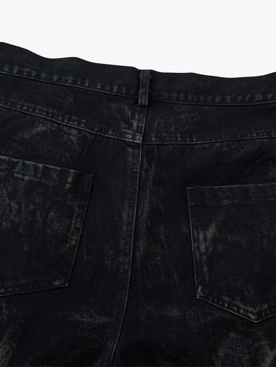 High-Waisted Quilted Denim Pants -s928