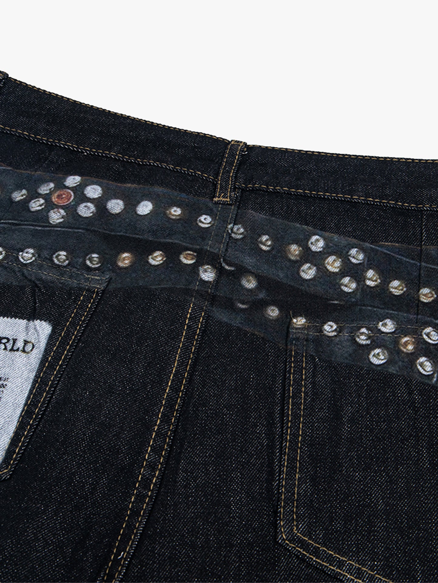 Y2K Wide Leg Jeans Women Studded Patchwork High Waist Denim Pants-S1003