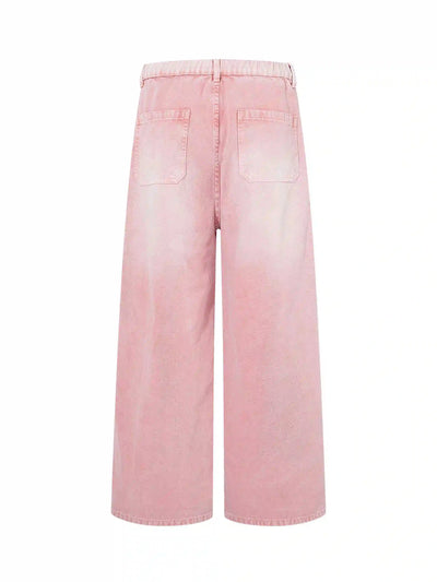 Jeans rose pâle à double genou-S1219