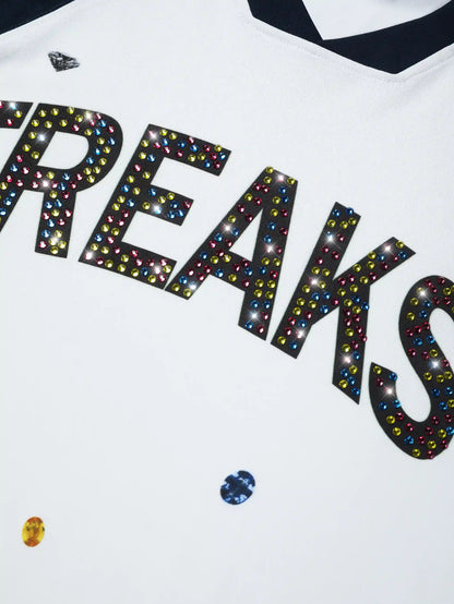 Graphic "FREAKS" Rhinestone T-shirt-216