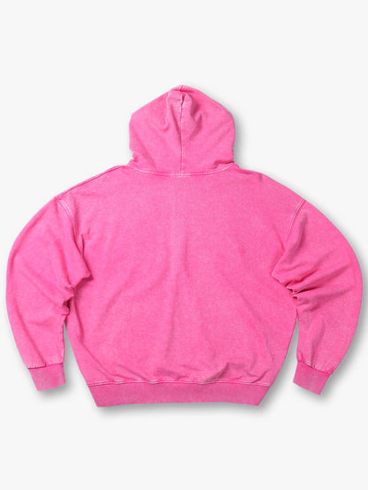 Bold Lip Graphic Pink Hoodie with Zipper - 029