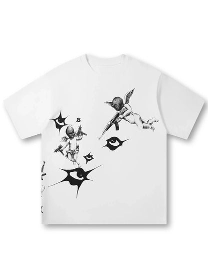 Heat Transfer Armed Angel T-shirt-245