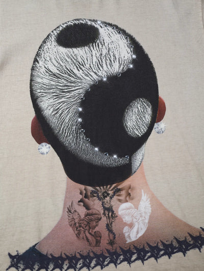 Print T Shirt Oversized Tattoo Graphic Punk Streetwear-210