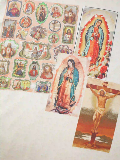 Camiseta de collage de estampas religiosas-173