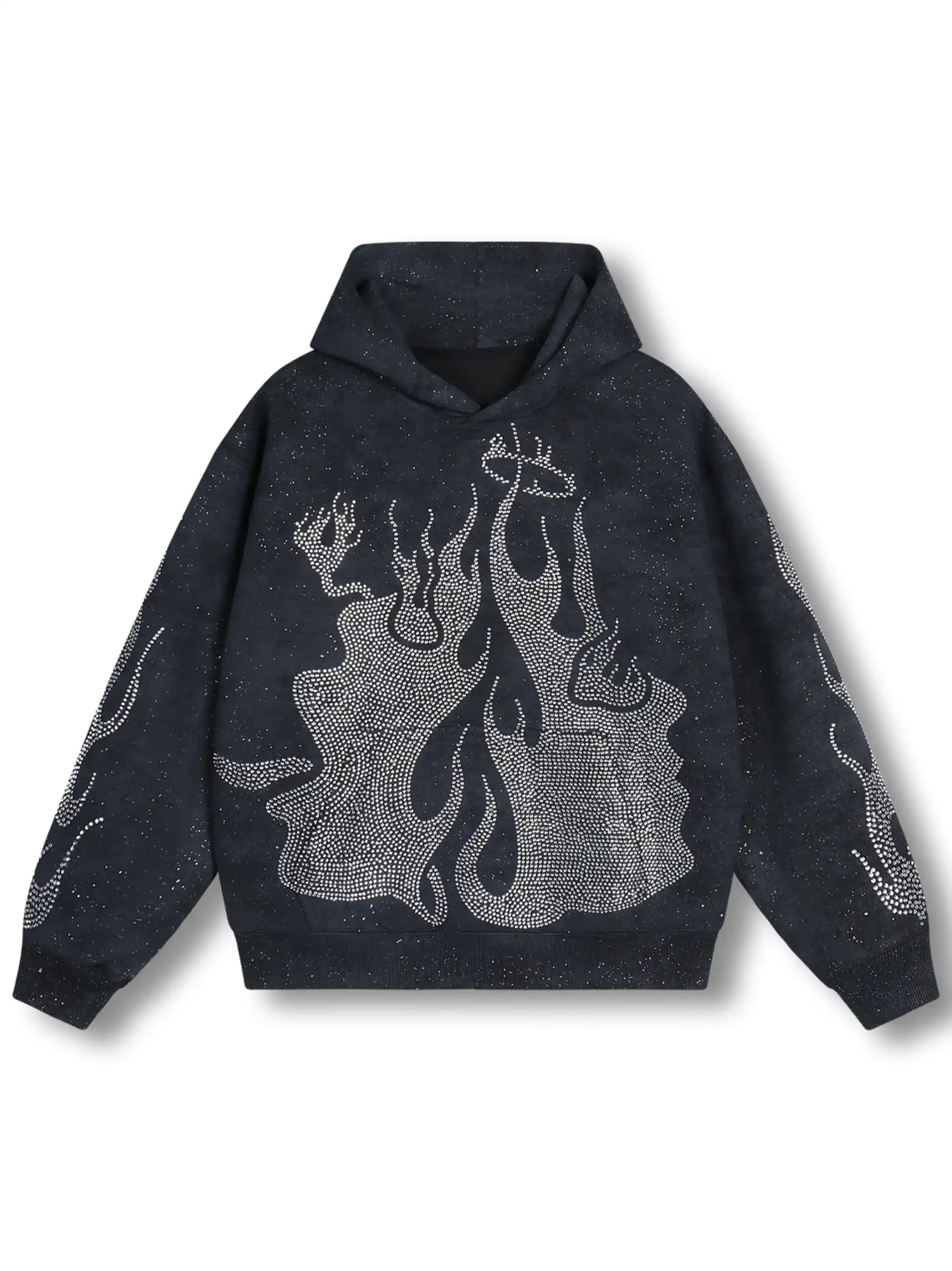 DOUBLECRAZY Flame Man Diamond Gradient Vintage Hoodie-043