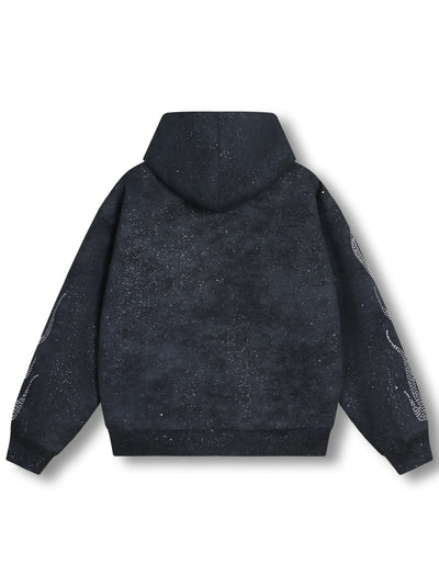 DOUBLECRAZY Flame Man Diamond Gradient Vintage Hoodie-043