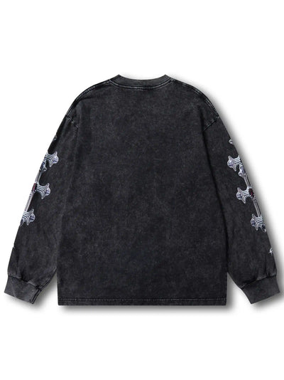 Colorful Chain Cross Graphic Long Sleeve-107