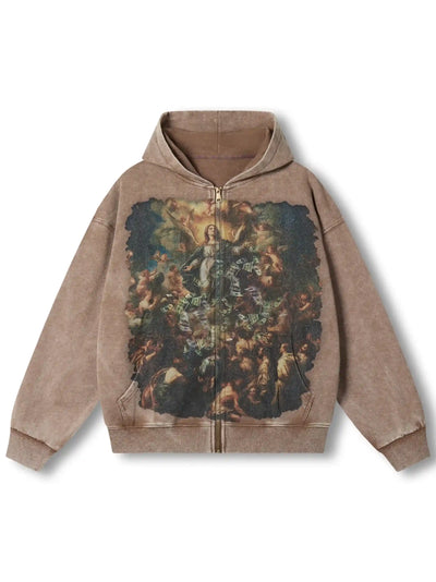 Zip-up Hoodie with Divine Art Print-134