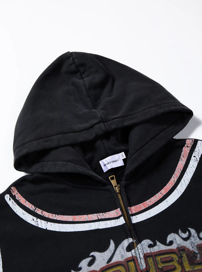 Flame Burst Zip Hoodie-379