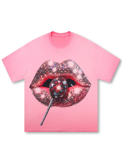Glamorous Glitter Lips T-shirt -095