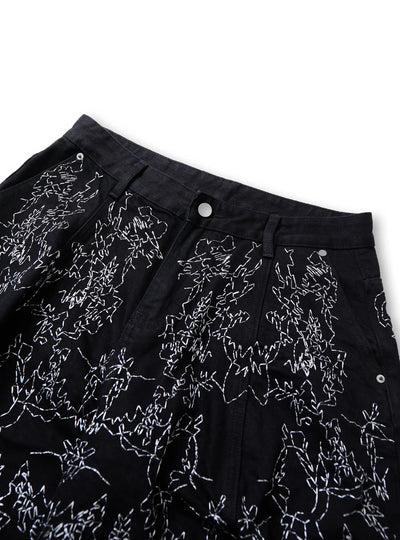 Hand-Drawn Chaos Denim Jeans-S1182
