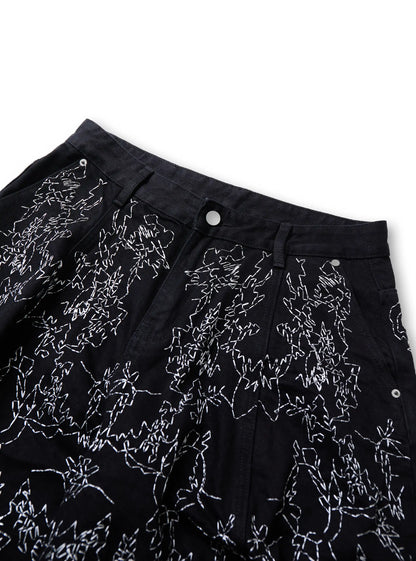 Hand-Drawn Chaos Denim Jeans-S1182