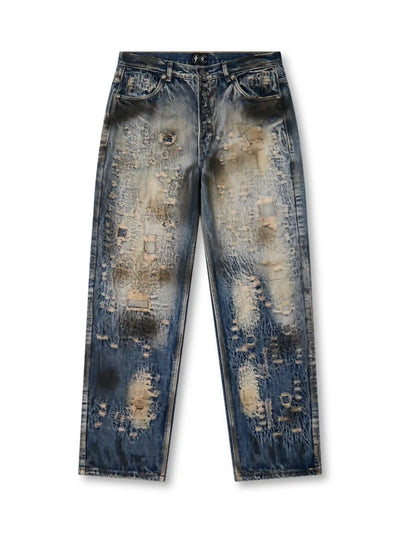 Dirty Tint Scrawl Distressed Denim-S1202
