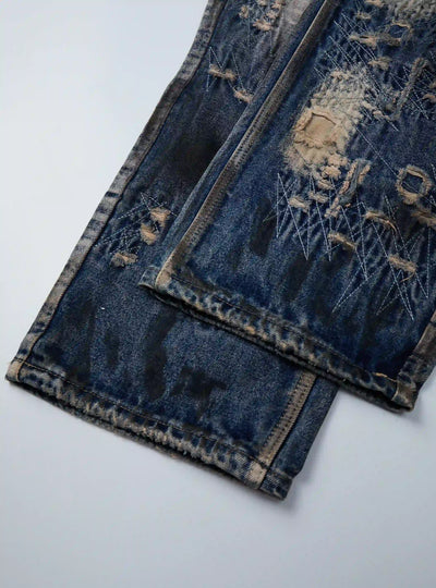 Dirty Tint Scrawl Distressed Denim-S1202