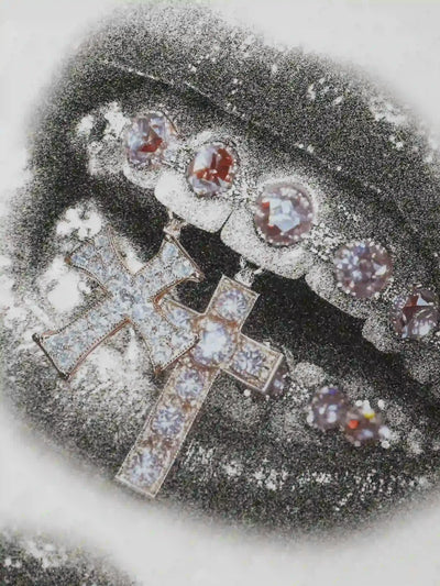 Blinged Cross Grill T-shirt -057