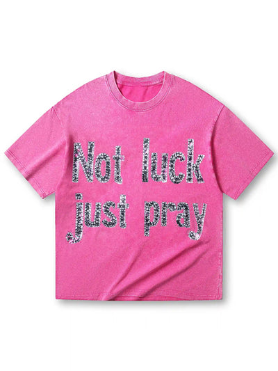 T-shirt imprimé graffiti diamant brillant-069T