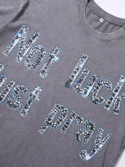 Camiseta con estampado de grafiti diamante brillante-069T