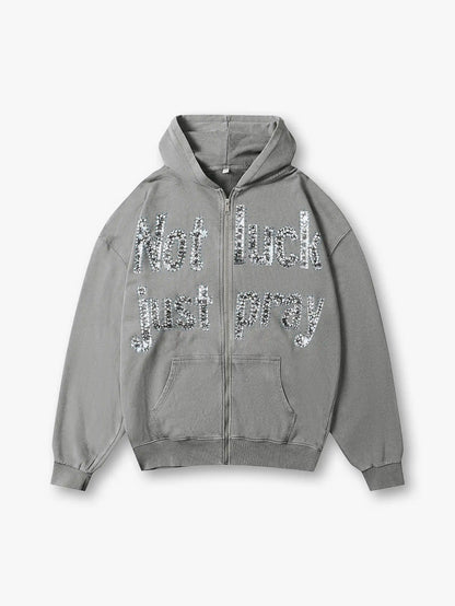 Diamond Graffiti No Luck Just Pray Hoodie-069L