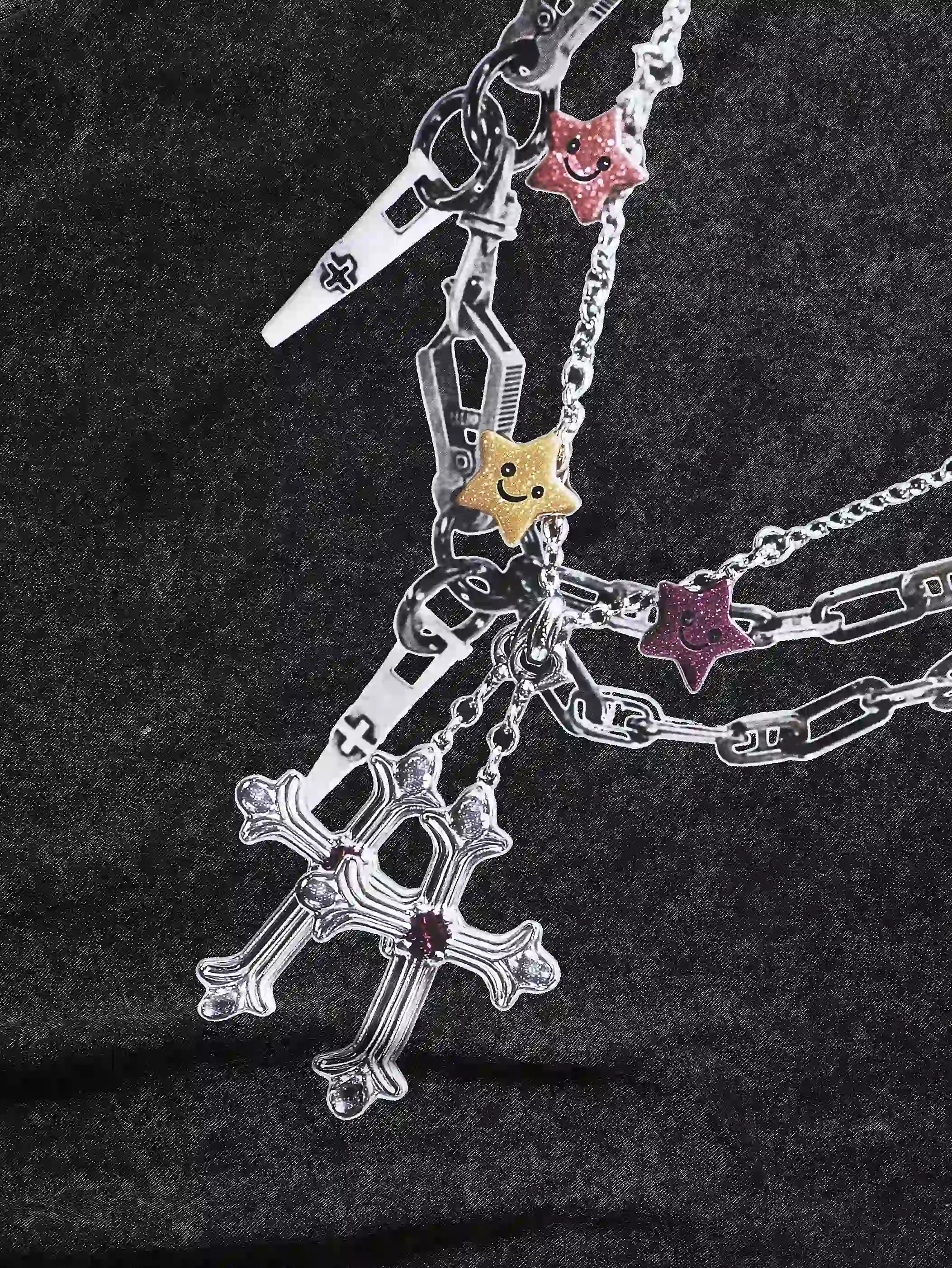 Colorful Chain Cross Graphic Long Sleeve-107