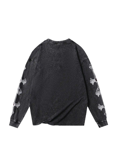 Colorful Chain Cross Graphic Long Sleeve -107