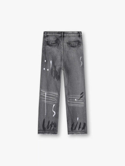 Graffiti Numbers Denim Pants-s135