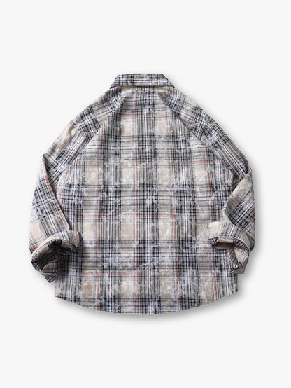 Casual Plaid Shirt with Button Front Stylish Streetwear Long Sleeve Shirt - S129