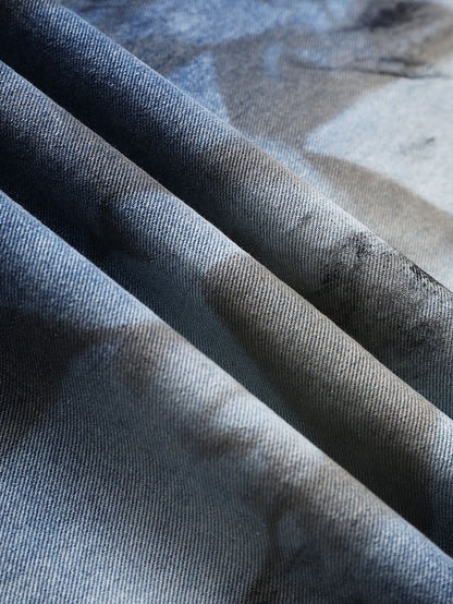 Hot Sale Streetwear Fashion Artistic Distressed Wide-Leg Denim Jeans with Zipper - S133