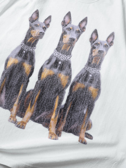 Unisex fashion streetwear A Doberman with a pearl necklace long-sleeved - 131