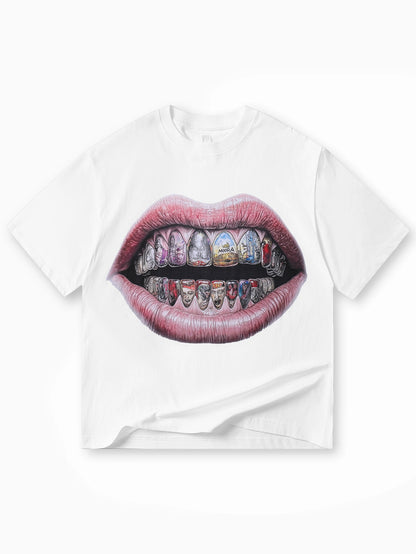 Art-Inspired Diamond Mouth T-shirt - 063