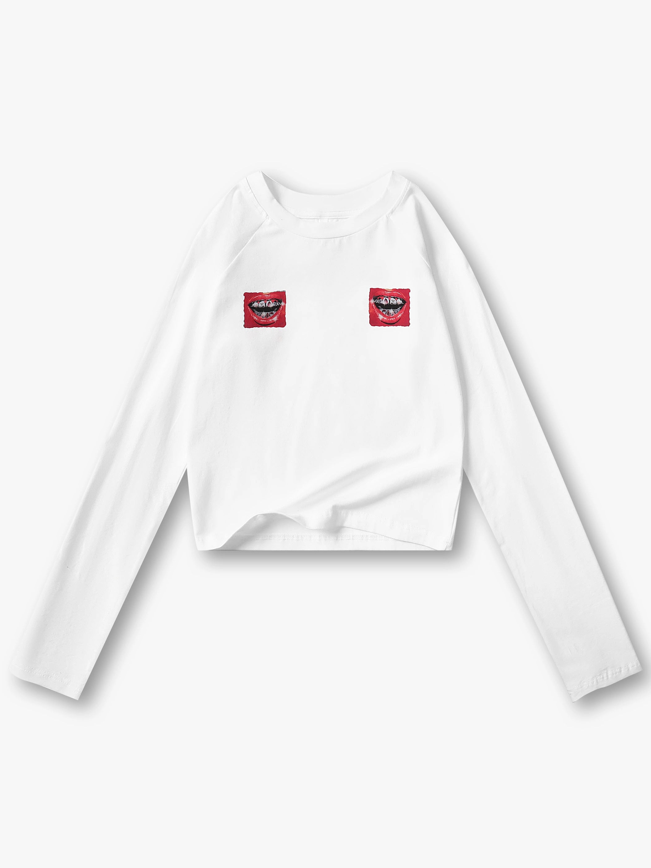 Bold Diamond Grillz Graphic Crop Top-072