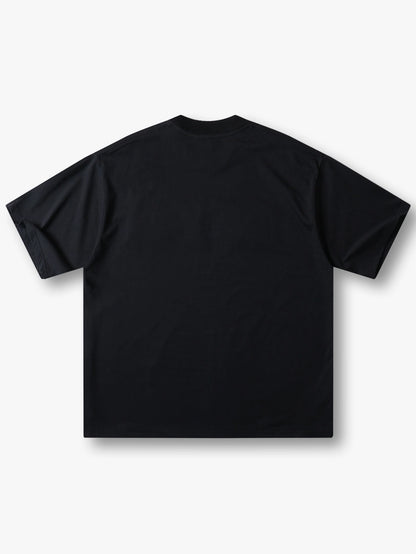 Jewel-Accented MASS Print Oversized T-shirt-S1004