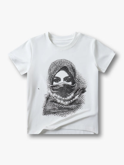 Trendy Hijab Print Cropped Baby Tee- 154