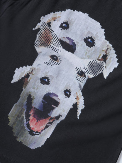 Graphic Tank Top with Pixelated Puppy Print Trendy Casual Streetwear Summer Sleeveless Top - 151