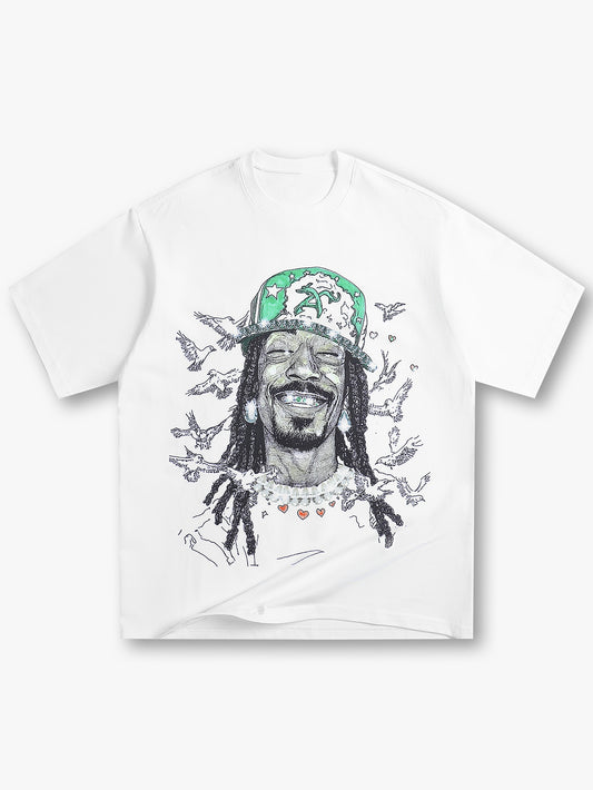 Casual Unisex Fashion Streetwear Graphic Tee with Hip Hop Artist Print