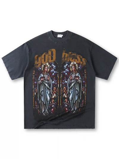 God Bless the Saints – Stained Glass T-shirt-158