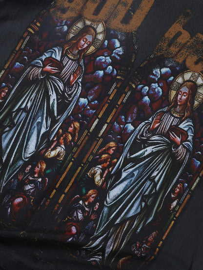 God Bless Stained Glass T Shirt Vintage Religious Angel Graphic Tee-158