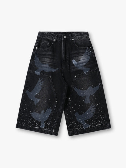 Wings of Freedom Denim Shorts-195