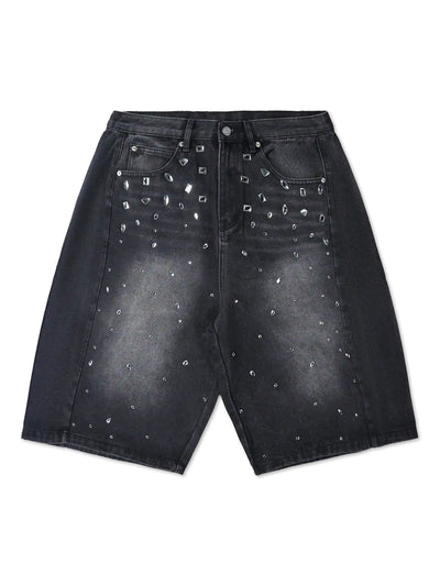 Sparkling Crystal Denim Shorts-197
