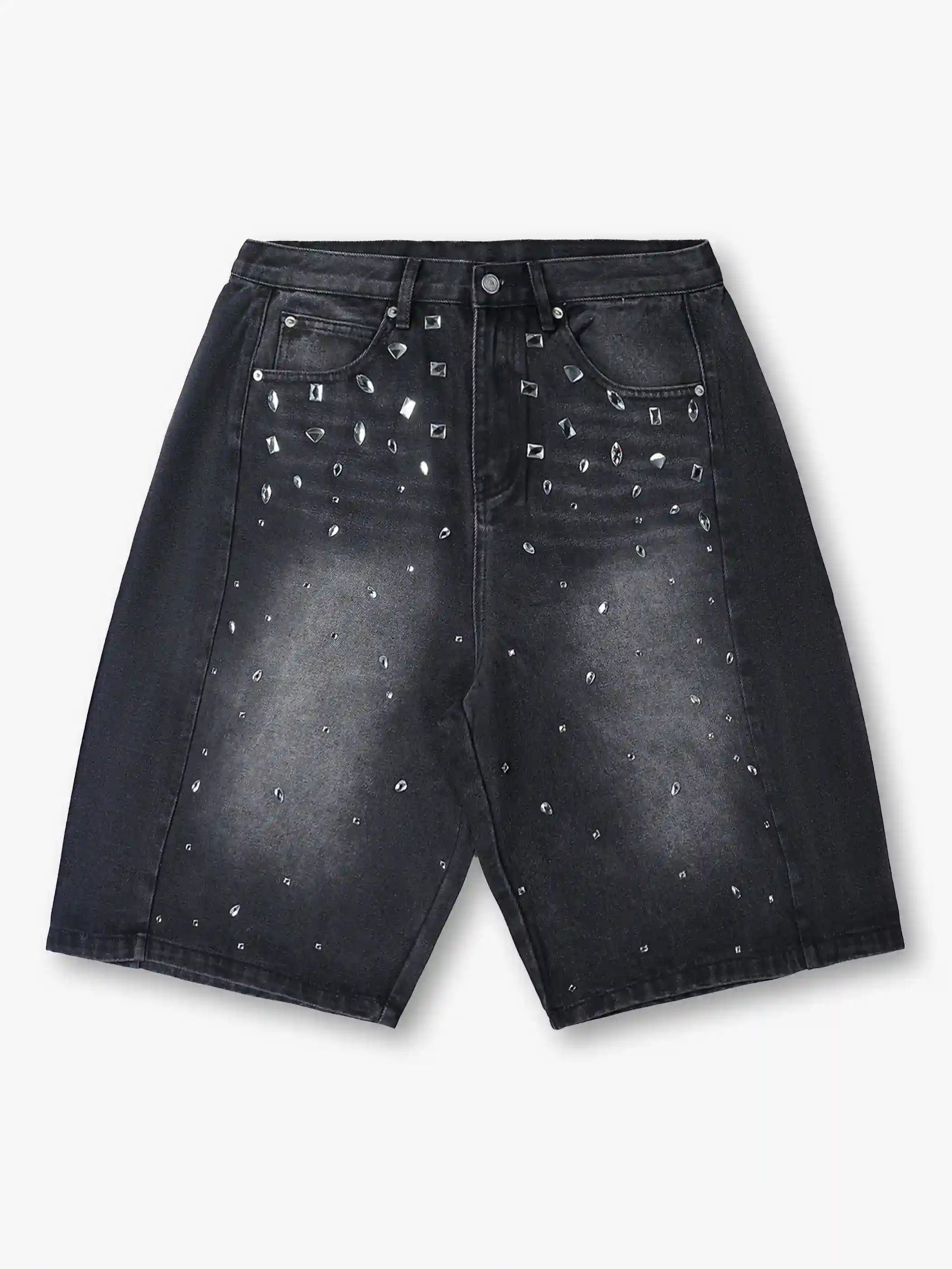 Sparkling Crystal Denim Shorts-197
