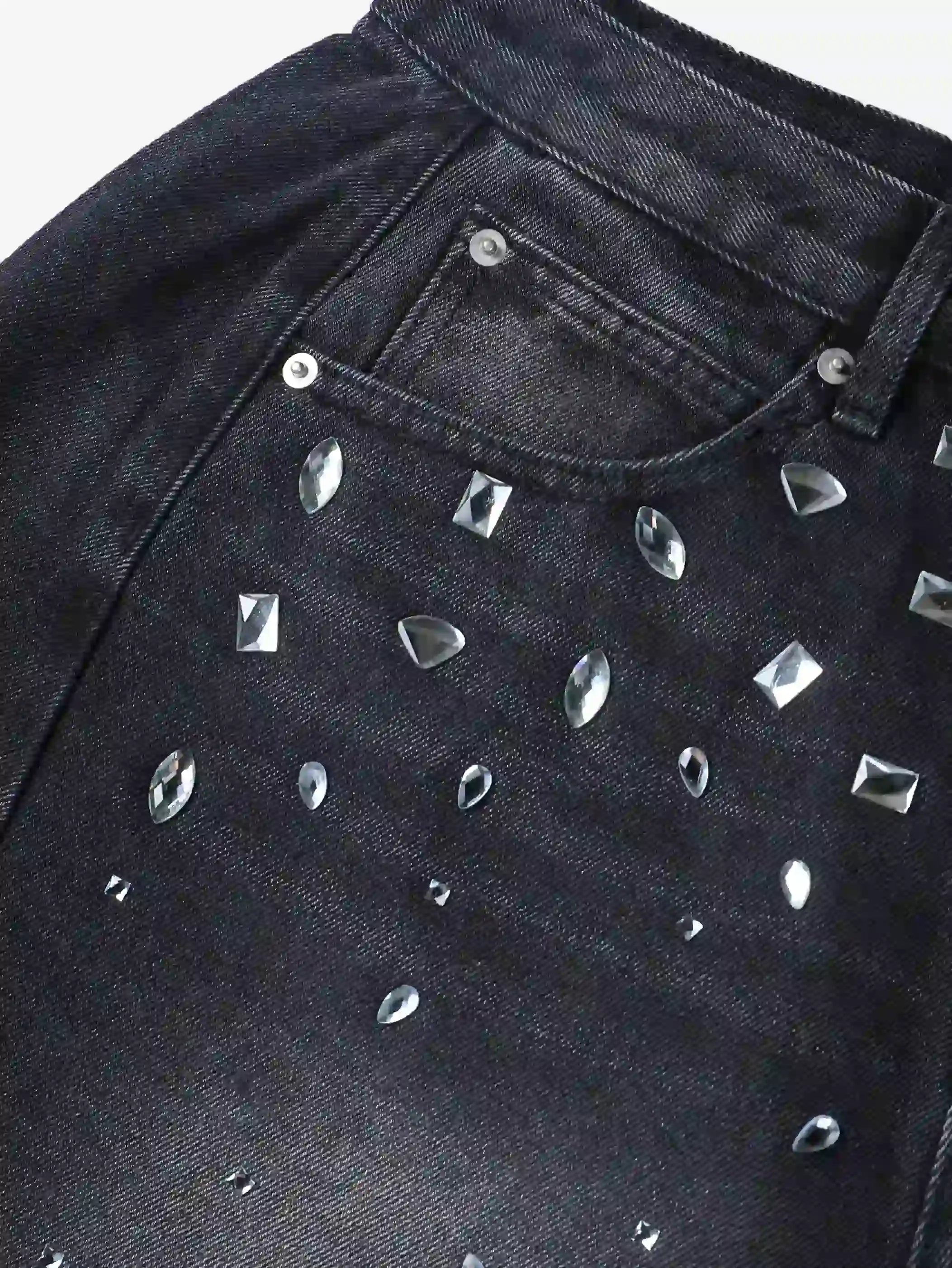 Sparkling Crystal Denim Shorts-197