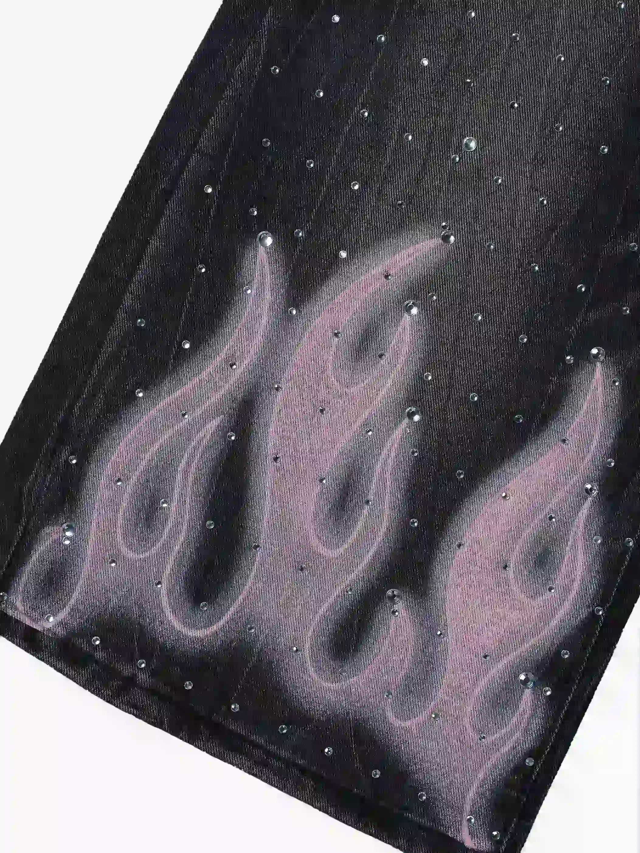 Double Crazy Flames Denim Shorts-199