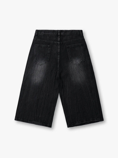 Double Crazy Flames Denim Shorts-199