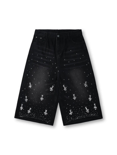 Shining Cross Denim Shorts-198