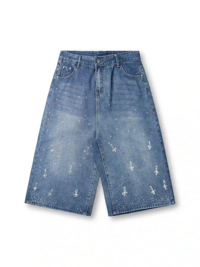 Shining Cross Denim Shorts-198