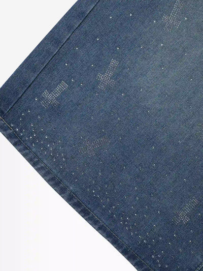 Shining Cross Denim Shorts-198