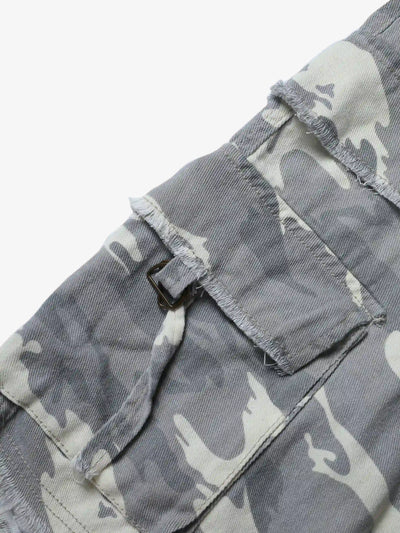 Streetwear Wide Leg Camo Cargo Shorts-S1037
