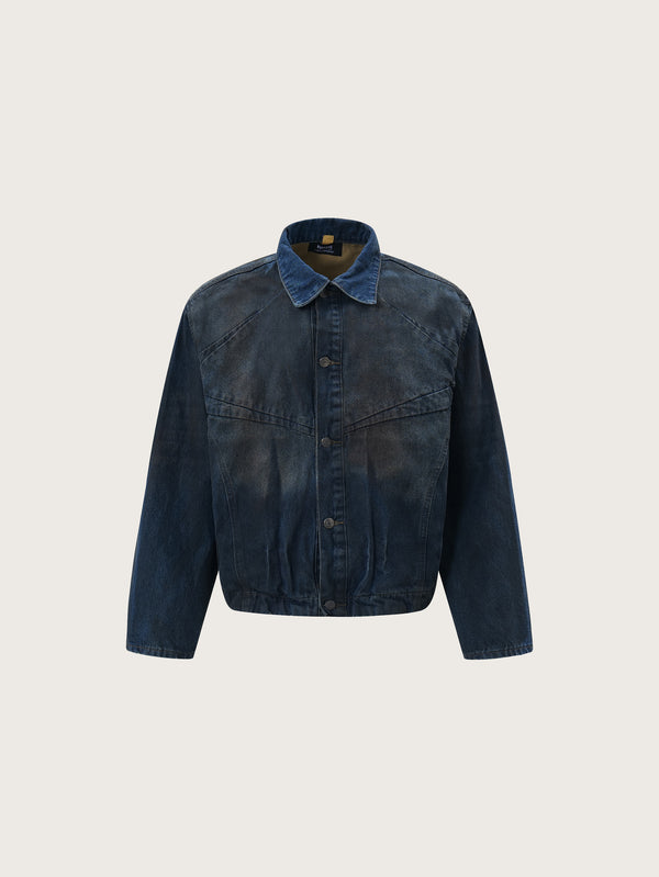 Classic Oversized Denim Jacket in Washed Deep Indigo