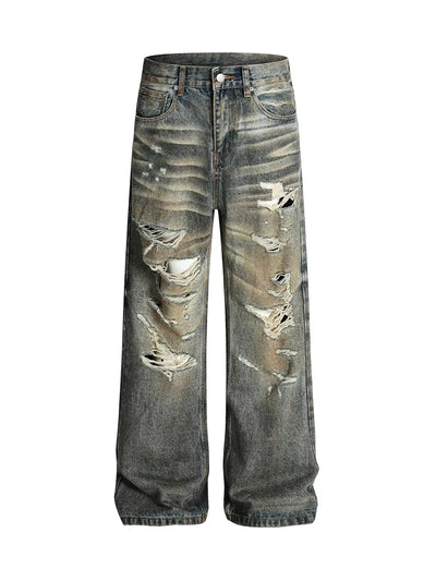 Jean déchiré taille haute Streetwear-S1051