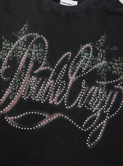 Rhinestone Logo Graphic T-shirt-421