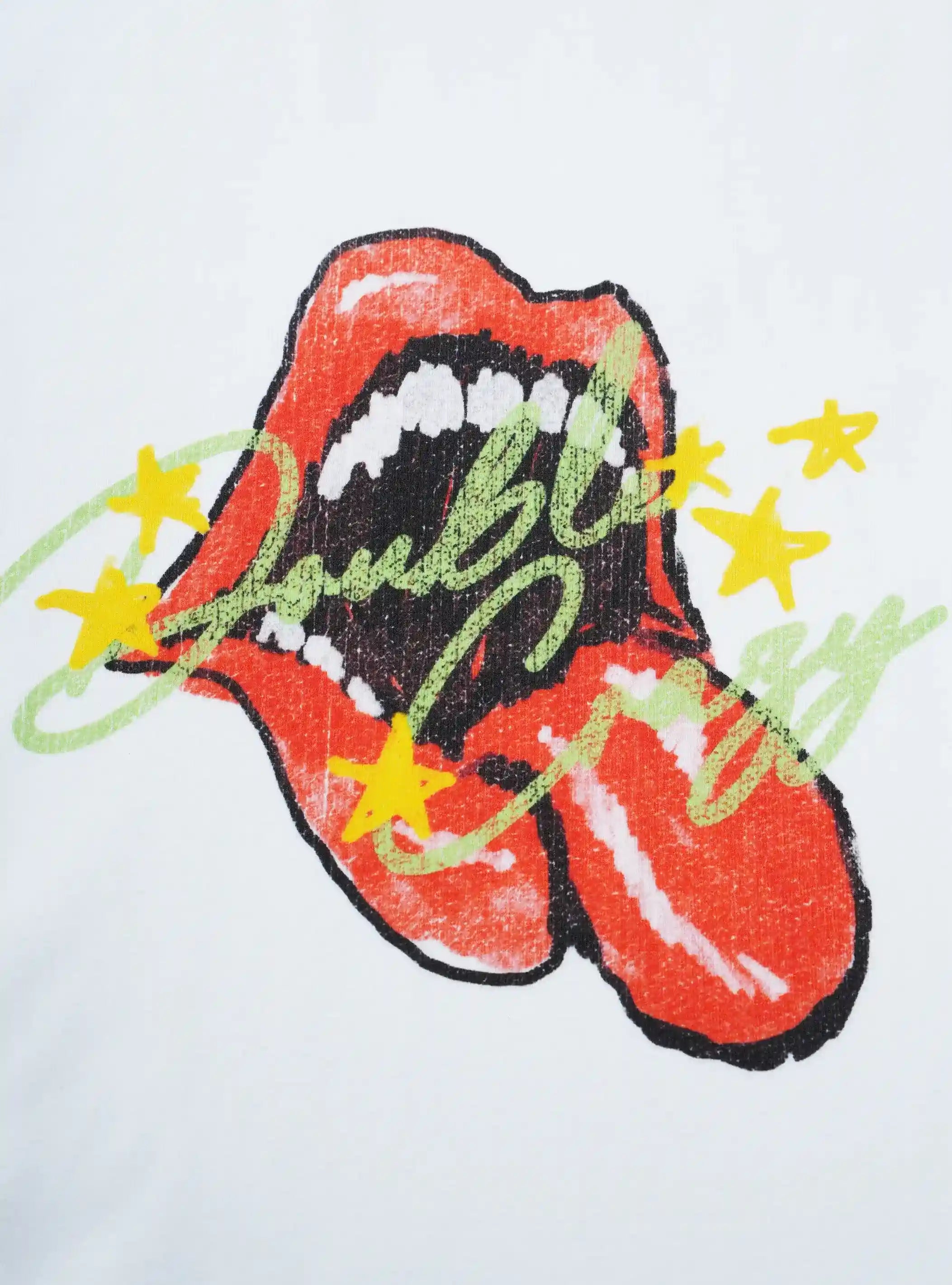 T-shirt court Y2K Grunge Lèvres Roulantes-438